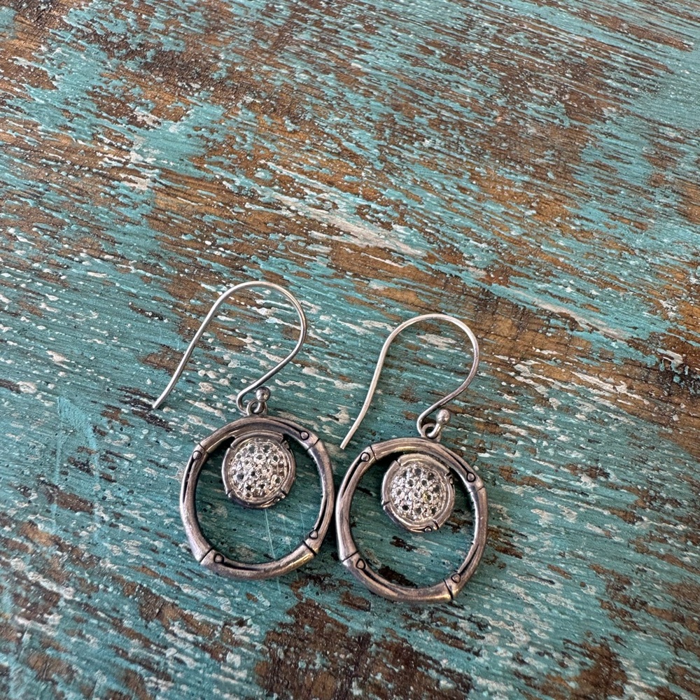 John Hardy Bamboo Sterling Silver Earrings 5.9g - Picture 8 of 9